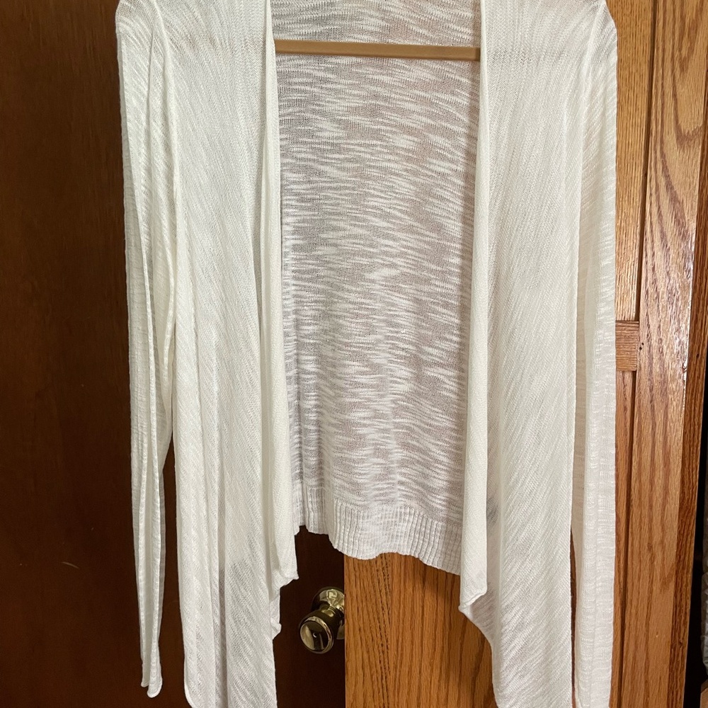 Torrid White Cardigan Sweater with Asymmetrical Hem